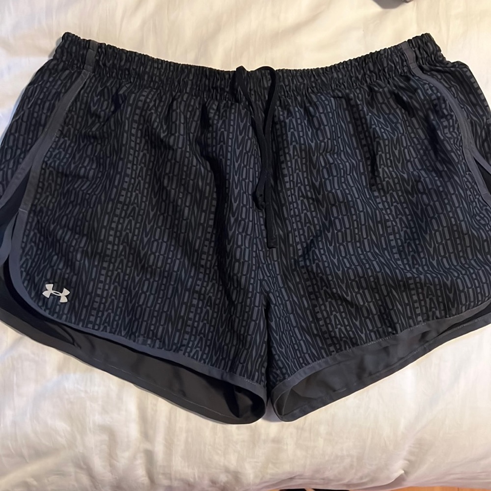 Gray and black workout shorts